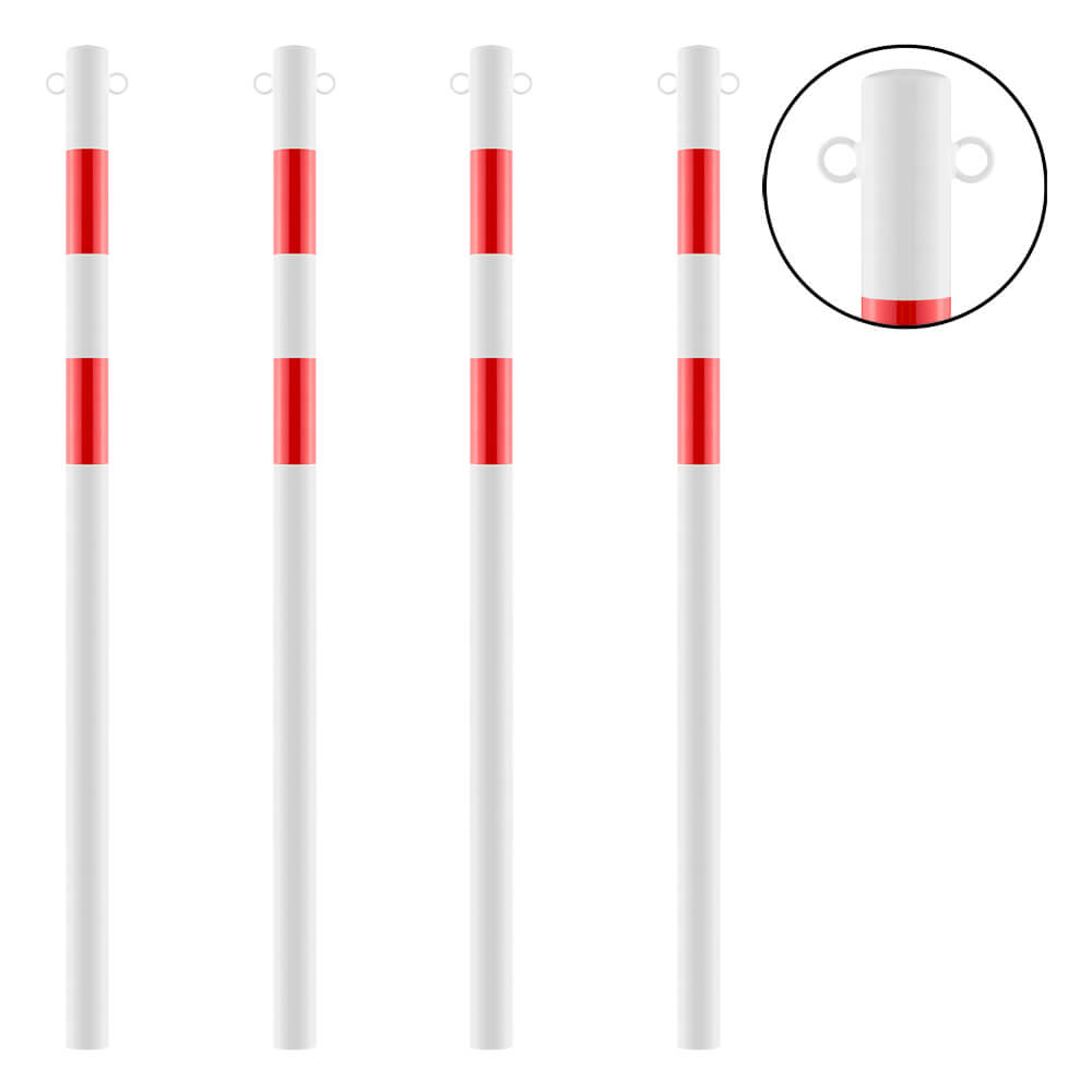 Kettenpfosten Multimax mit reflektierenden Streifen, 6-er Set - rot