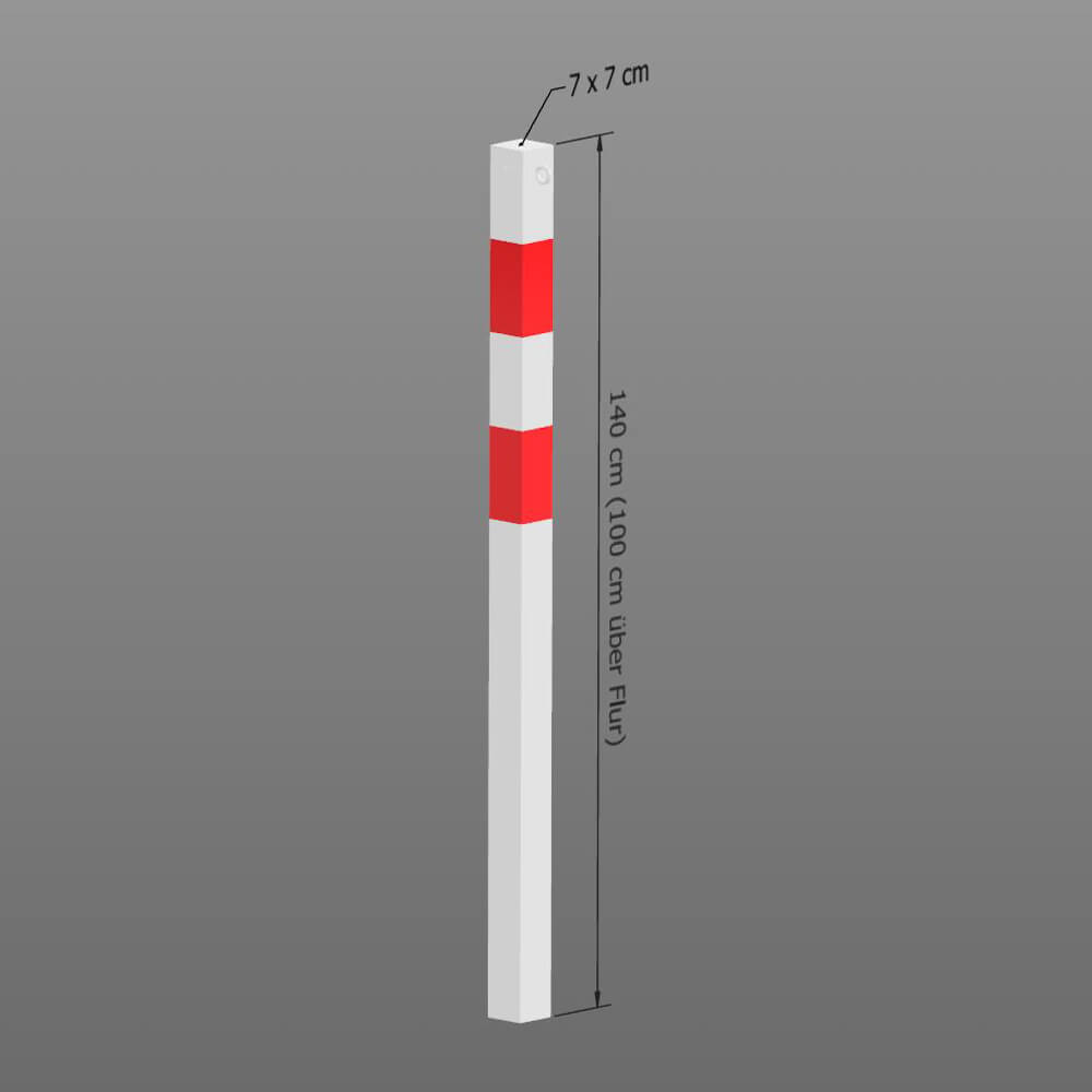 ROBUSTO BIGPACK Absperrpfosten 5er Set – Rot/weiß, 6 Cm Ø, 140 Cm, Zum Einbetonieren, Feuerverzinkt, Mit Queranker