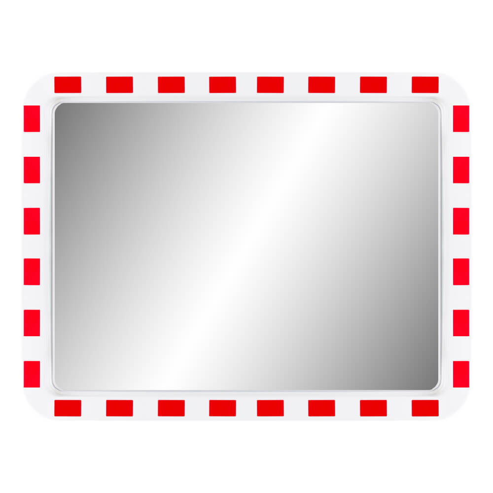 MIRAC Verkehrsspiegel, Acrylglas, rot/weiß, rechteckig, 80 x 60 cm