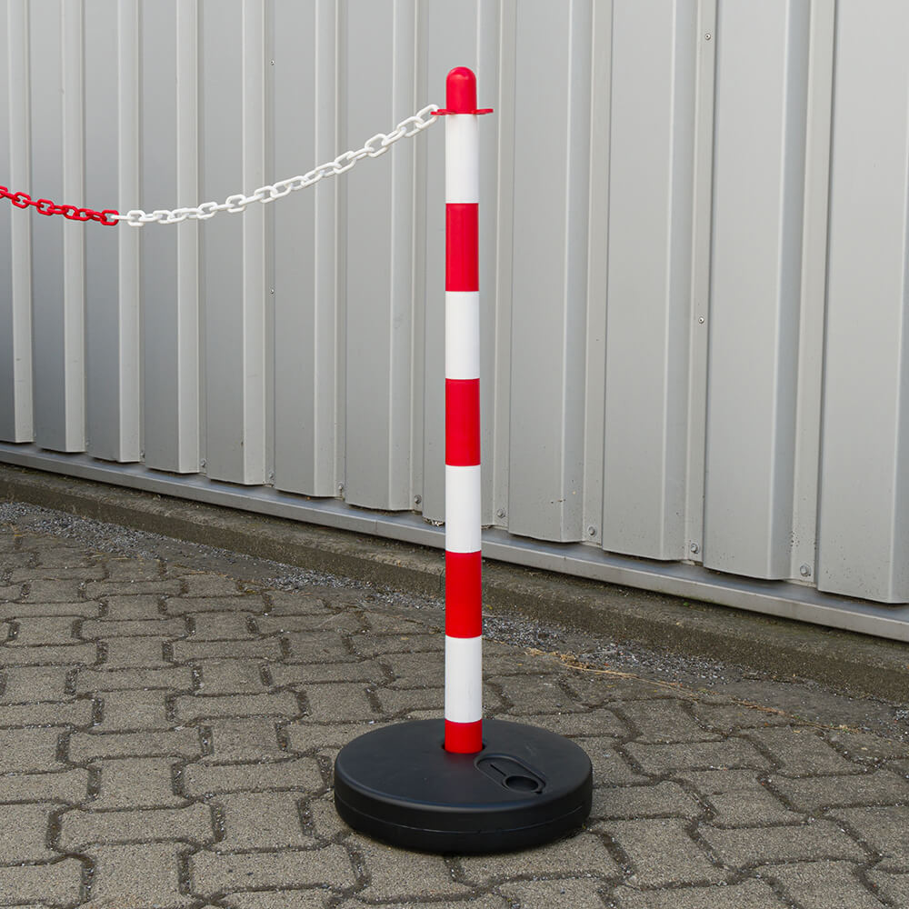 TMS PRO SHOP Kettenpfostenset UNI XL - 6 Stück Mit 10m Kette Rot/weiß