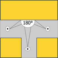 Position eines Drei-Wege-Spiegels