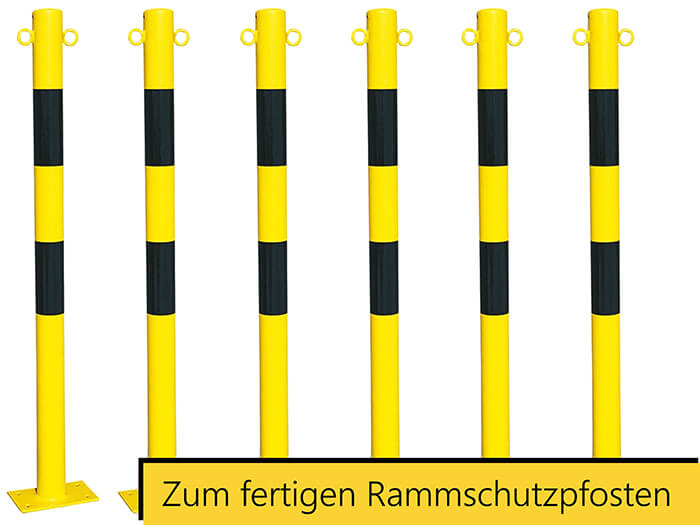 Zum Rammschutzpfosten aus feuerverzinktem Stahl rotweiß zum Aufdübeln